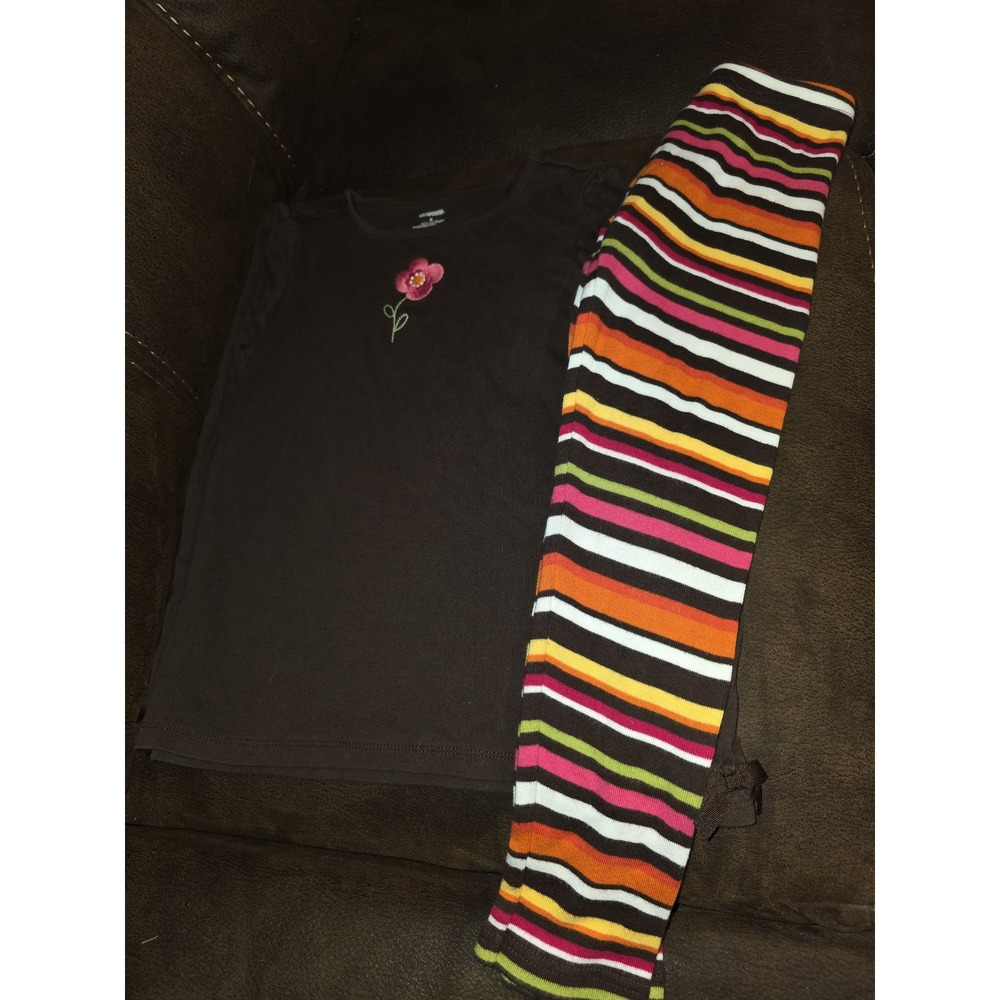 Gymboree woodland friends floral top size 8 striped leggings size 7 outfit